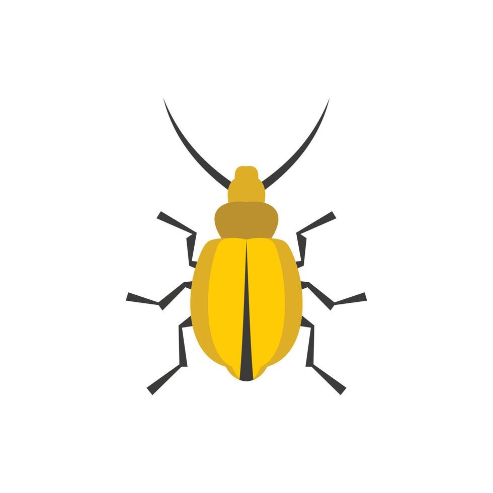 icône de coléoptère jaune, style plat vecteur