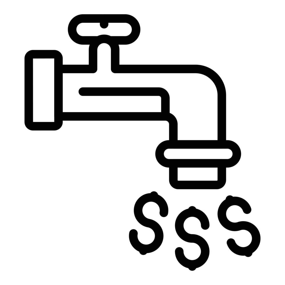 vecteur de contour d'icône de robinet d'eau d'argent. revenu passif