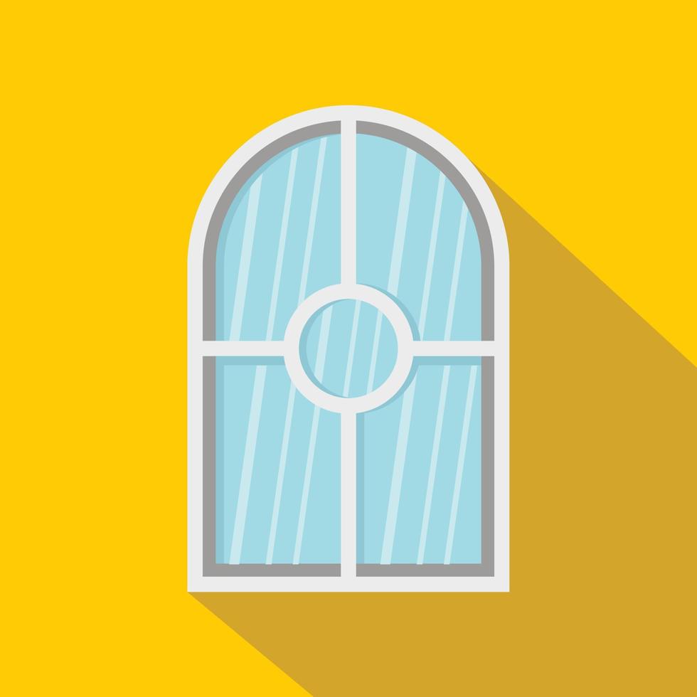 icône de fenêtre cintrée blanche, style plat vecteur