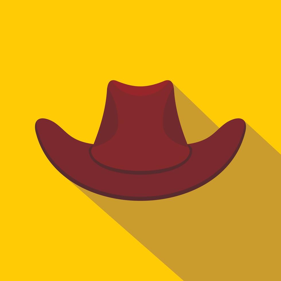 icône de chapeau de cowboy marron, style plat vecteur