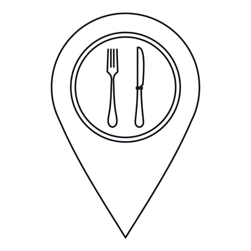 pointeur de carte avec icône de signe de restaurant vecteur