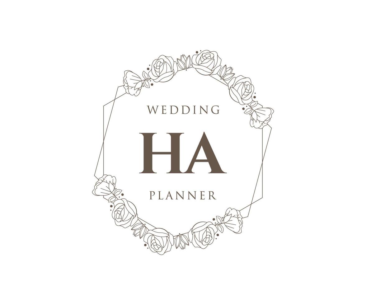 ha initiales lettre mariage monogramme logos collection, modèles minimalistes et floraux modernes dessinés à la main pour cartes d'invitation, réservez la date, identité élégante pour restaurant, boutique, café en image vectorielle vecteur