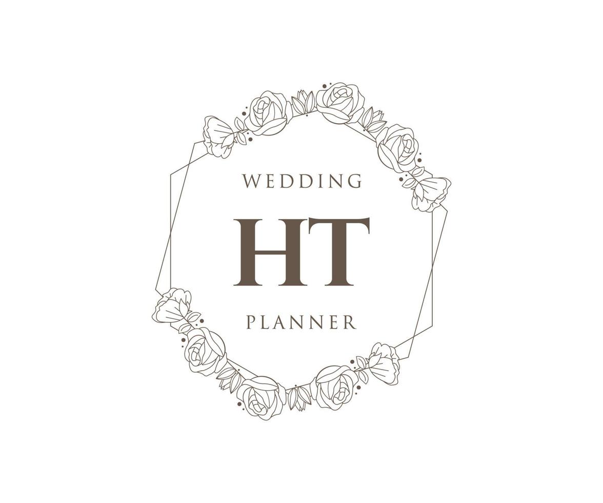 ht initiales lettre collection de logos de monogramme de mariage, modèles minimalistes et floraux modernes dessinés à la main pour cartes d'invitation, réservez la date, identité élégante pour restaurant, boutique, café en image vectorielle vecteur