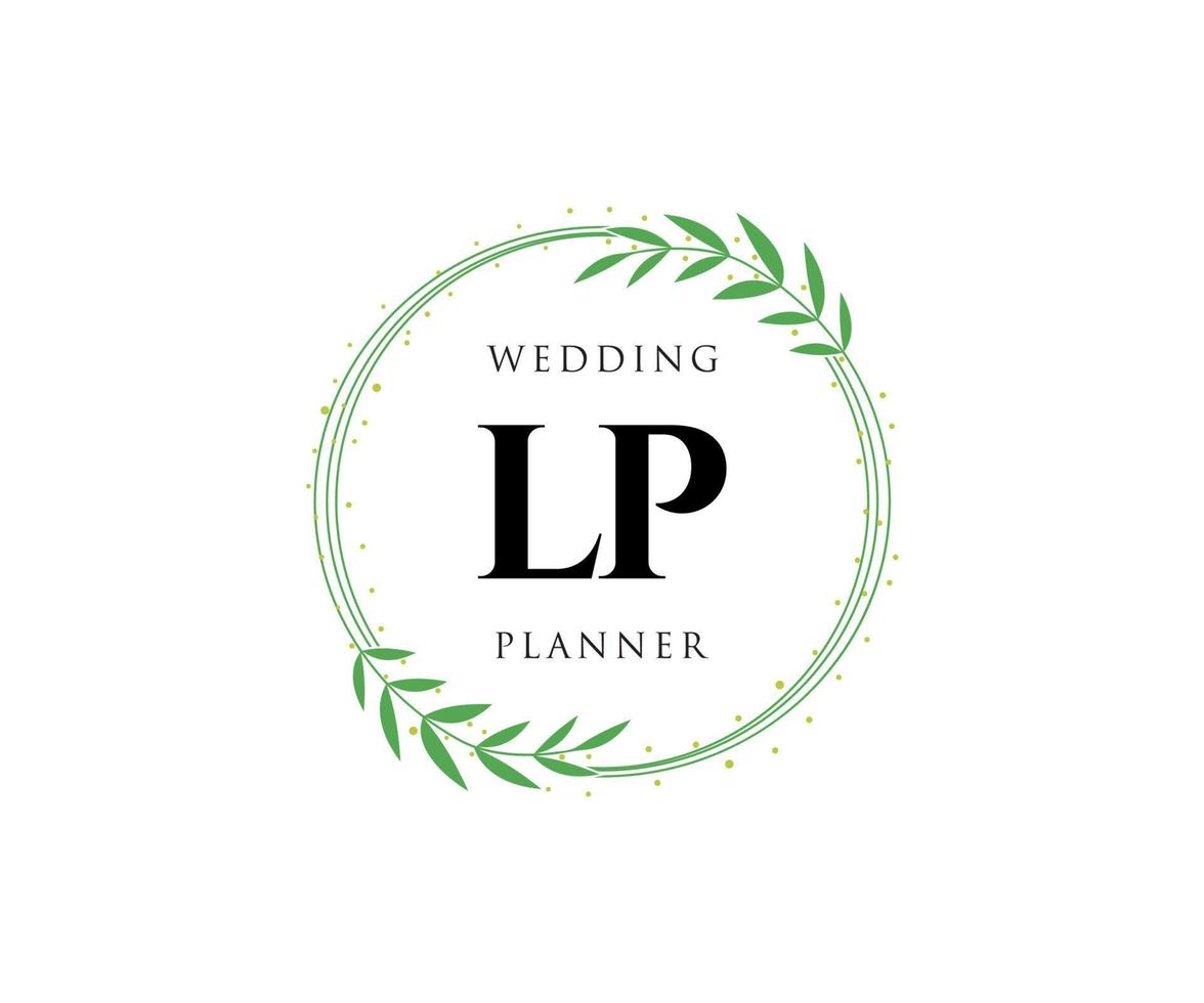 lp initiales lettre collection de logos de monogramme de mariage, modèles minimalistes et floraux modernes dessinés à la main pour cartes d'invitation, réservez la date, identité élégante pour restaurant, boutique, café en image vectorielle vecteur