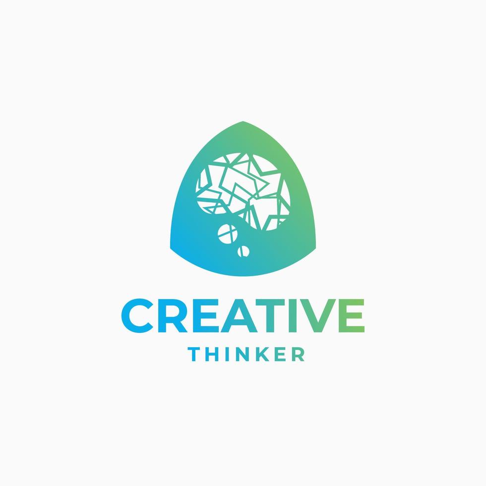 logo de penseur créatif, logo de cerveau, conception intelligente, cerveau futuriste, conception de créativité cérébrale vecteur