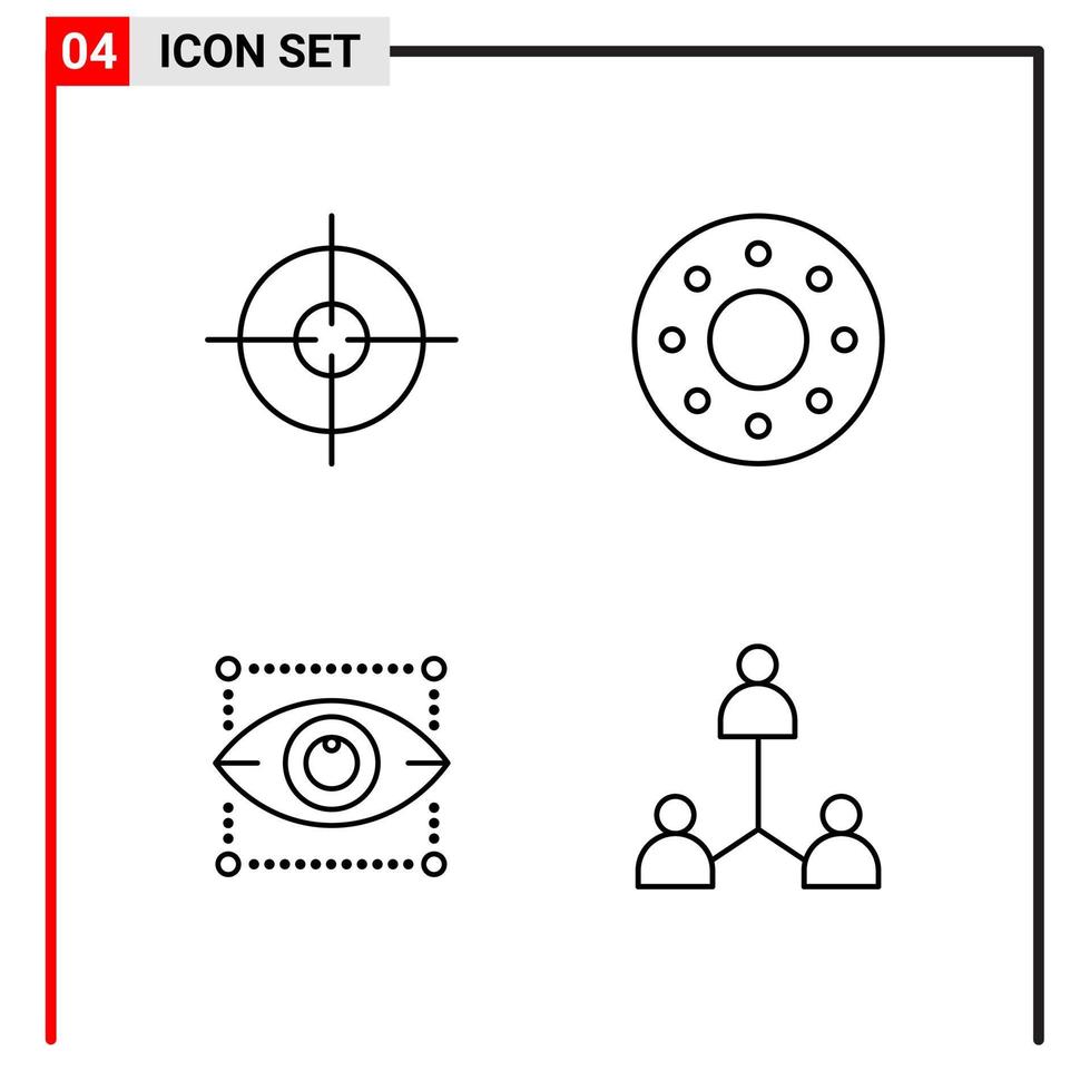 4 icônes générales pour l'impression de conception de sites Web et les applications mobiles. 4 signes de symboles de contour isolés sur fond blanc. Pack de 4 icônes. vecteur