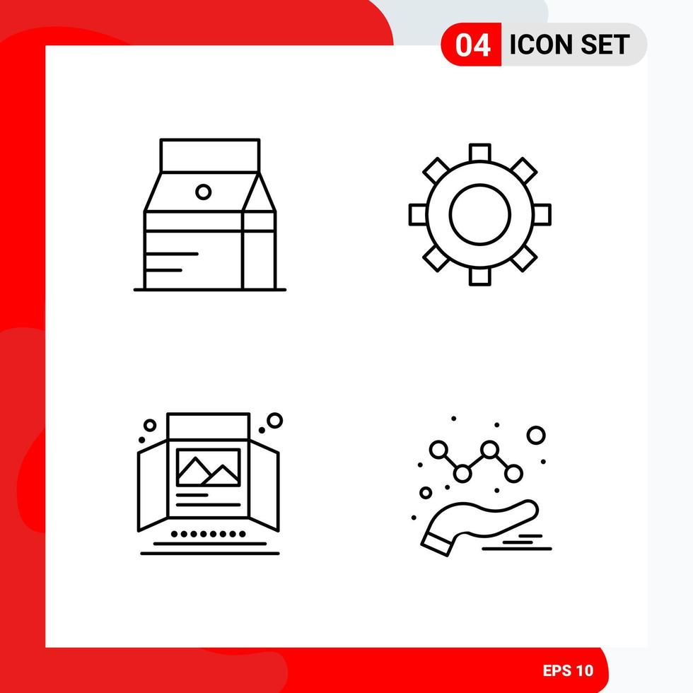 ensemble créatif de 4 icônes de contour universelles isolées sur fond blanc. vecteur