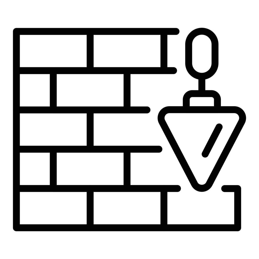 vecteur de contour d'icône de mur de briques de mortier. ouvrier constructeur