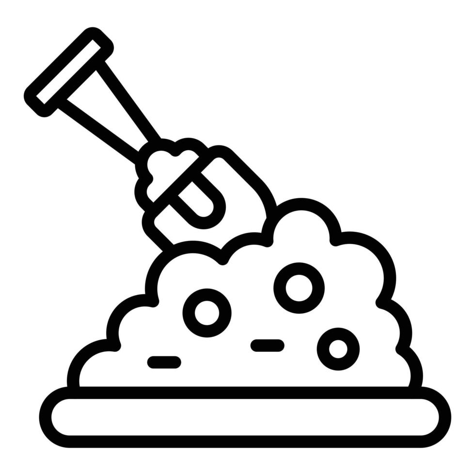 vecteur de contour d'icône de sable de pelle. ciment de pierre