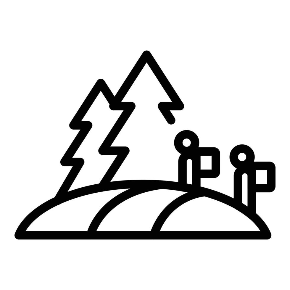 vecteur de contour d'icône de tourisme écologique familial. marcher forêt