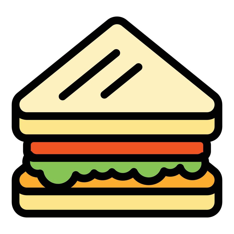 nourriture, sandwich, icône, couleur, contour, vecteur