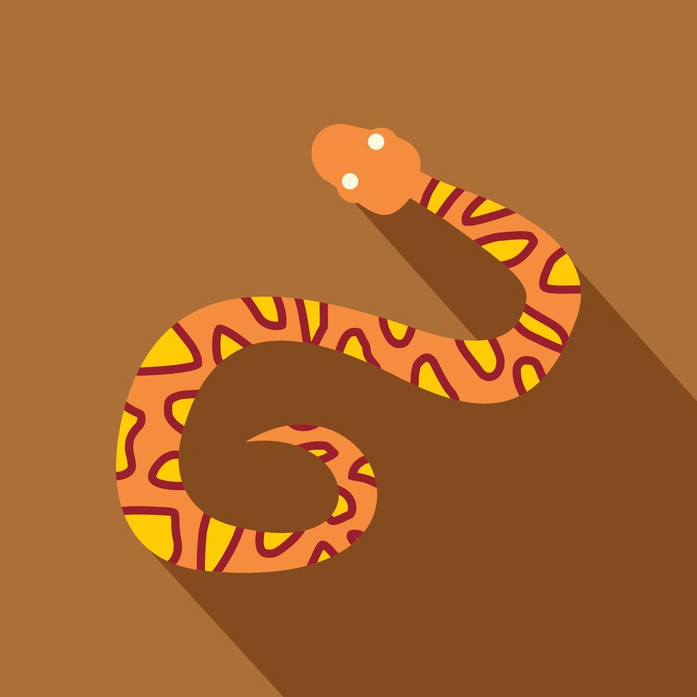 serpent orange avec icône de taches jaunes, style plat vecteur