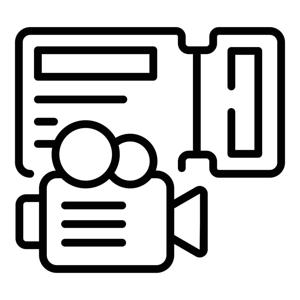 vecteur de contour d'icône de billet de cinéma. émission de cinéma