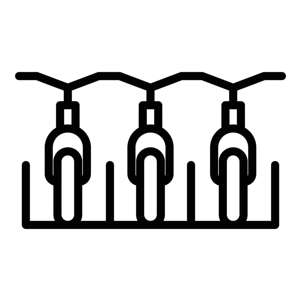 vecteur de contour d'icône de lot de parc à vélos. endroit
