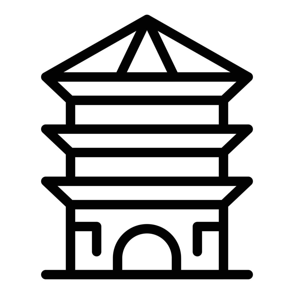 vecteur de contour d'icône de pagode d'arbre. bâtiment chinois