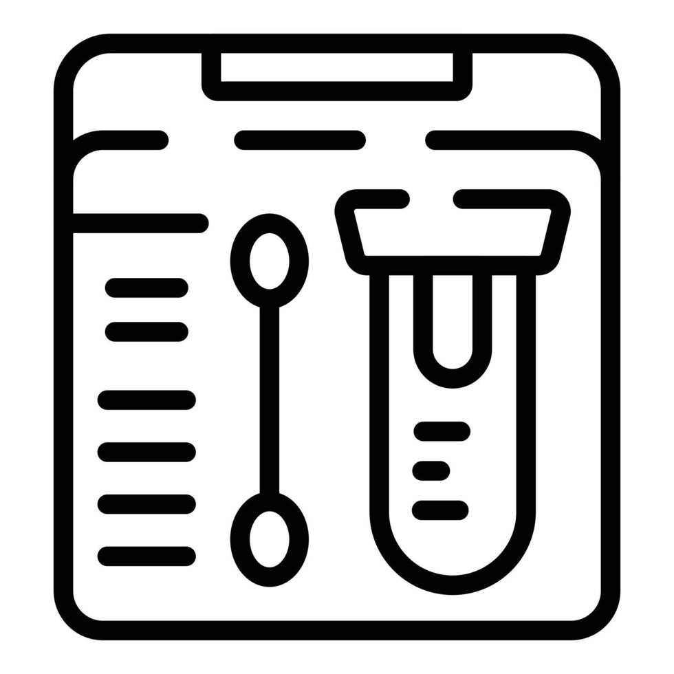 vecteur de contour d'icône de résultat de laboratoire de test. écouvillon covid