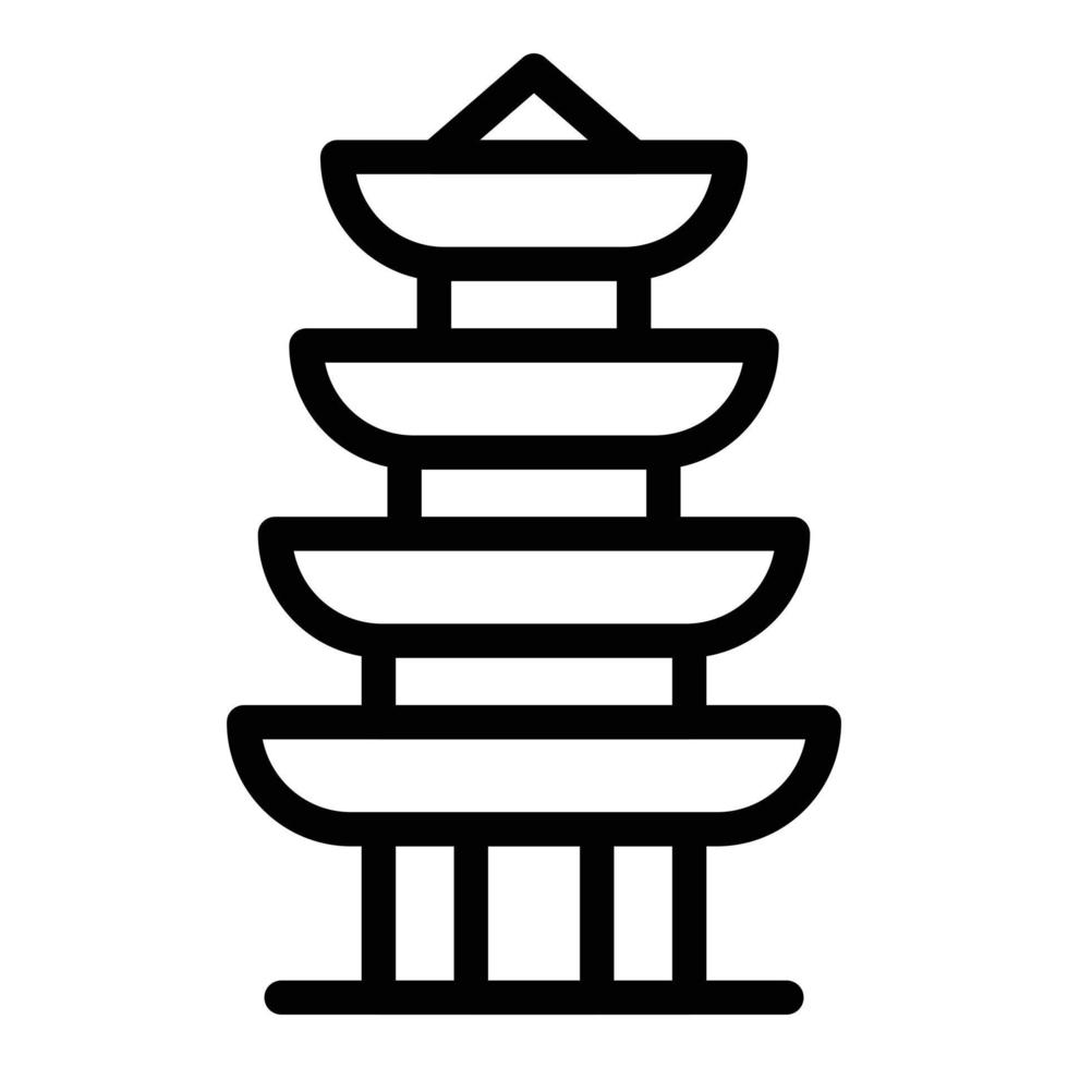 vecteur de contour d'icône de pagode de toit. bâtiment chinois