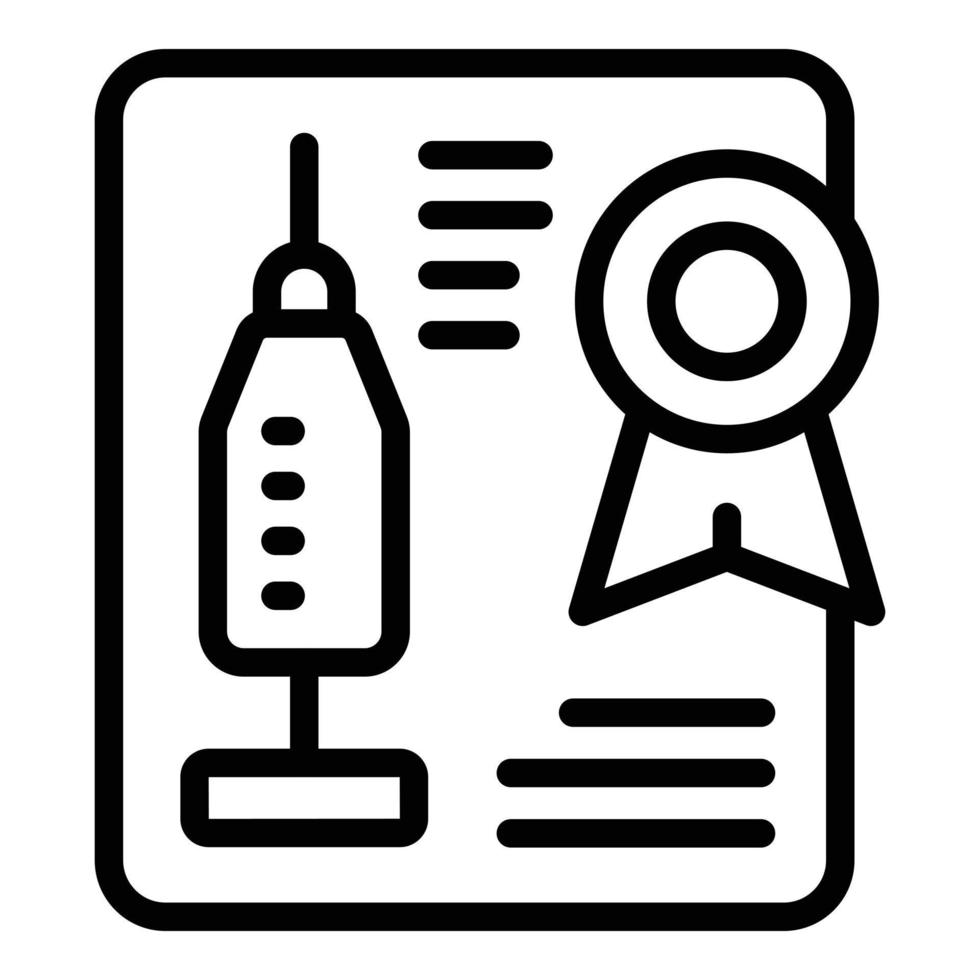 vecteur de contour d'icône de seringue de certificat. test pcr