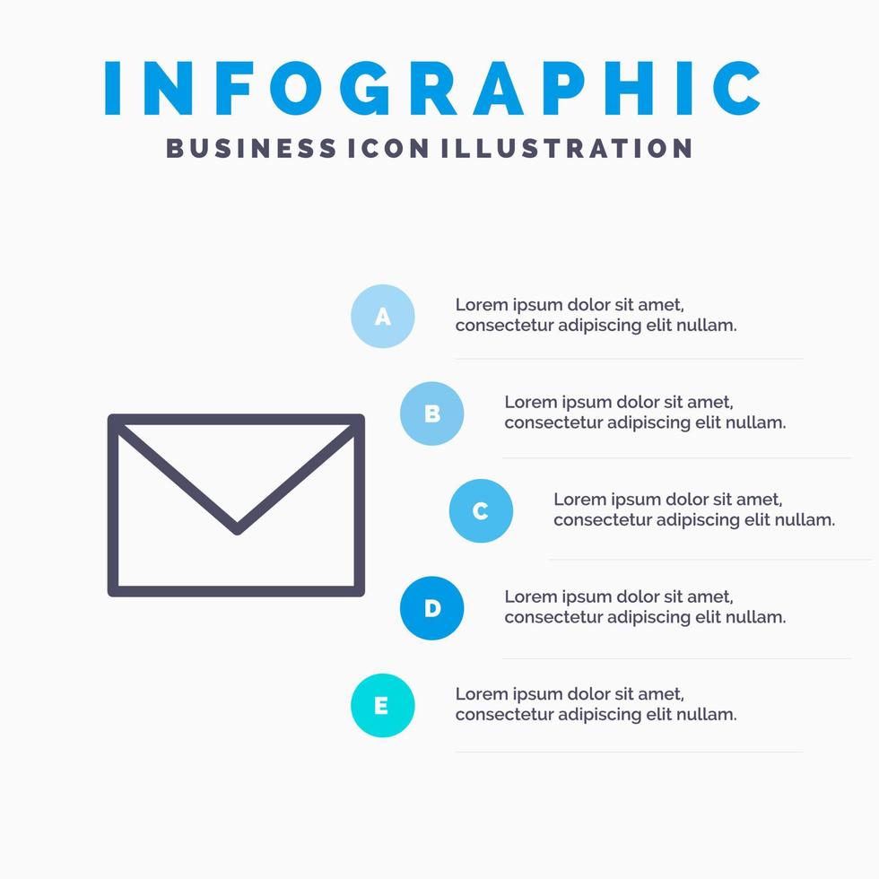 icône de ligne de sable de courrier de massage sms avec fond d'infographie de présentation en 5 étapes vecteur