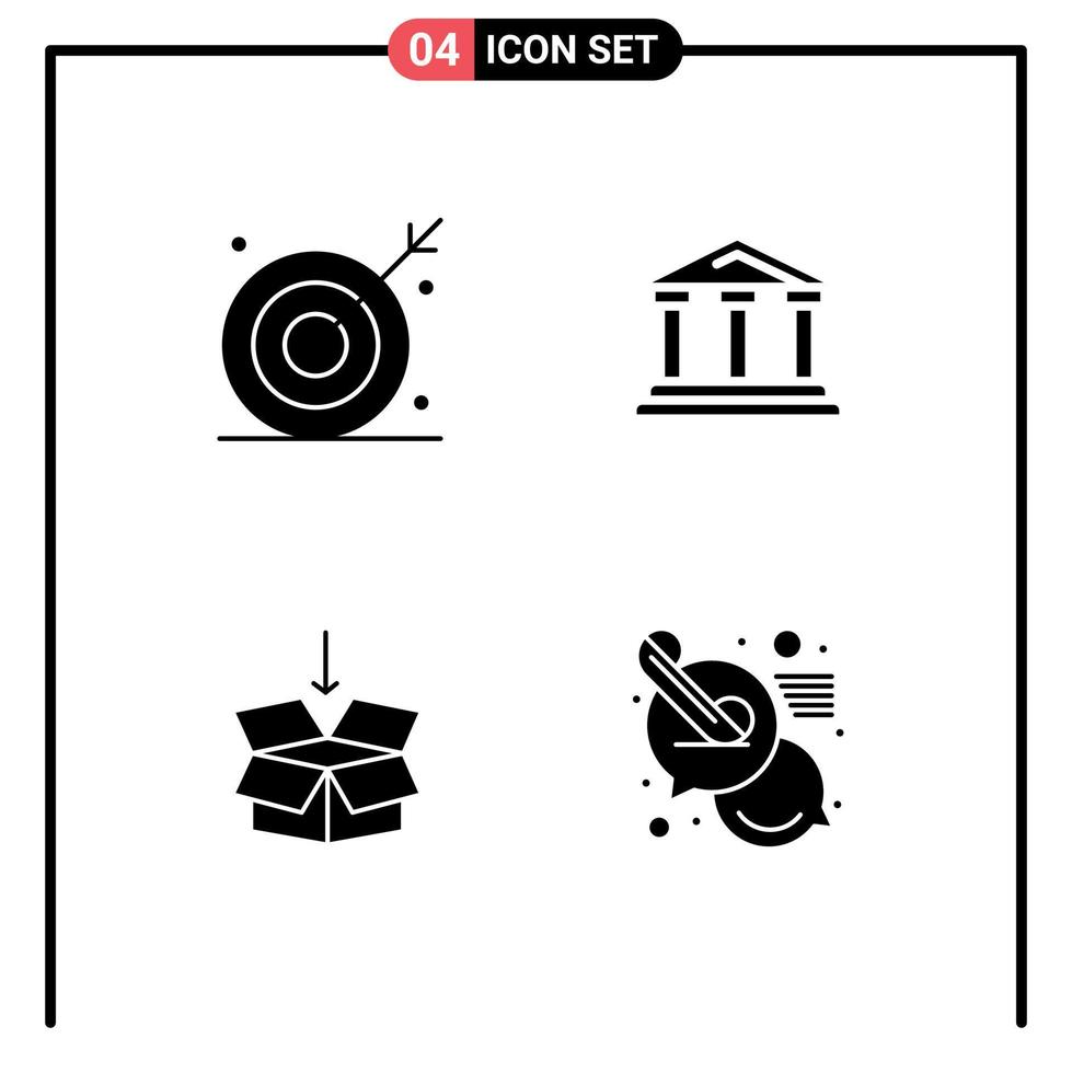 ensemble de 4 symboles d'icônes d'interface utilisateur modernes signes pour but court eye bank box éléments de conception vectoriels modifiables vecteur