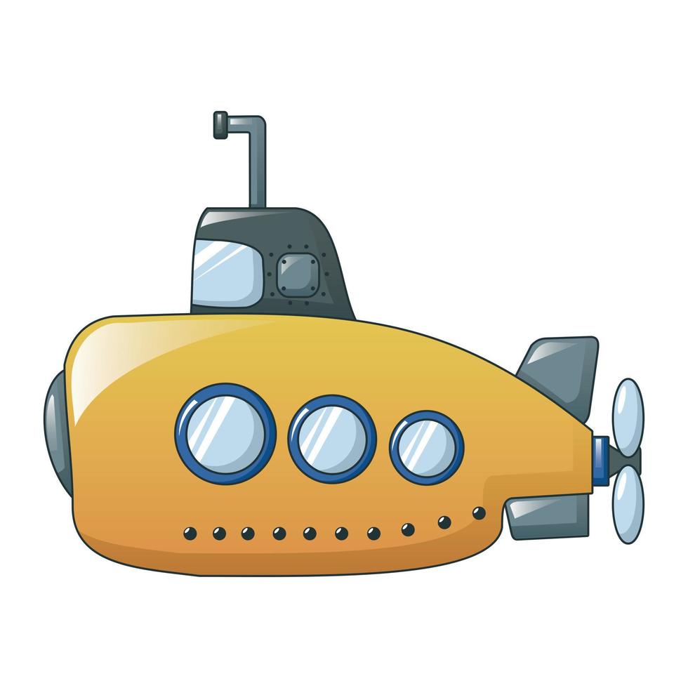 icône de sous-marin jaune, style cartoon vecteur