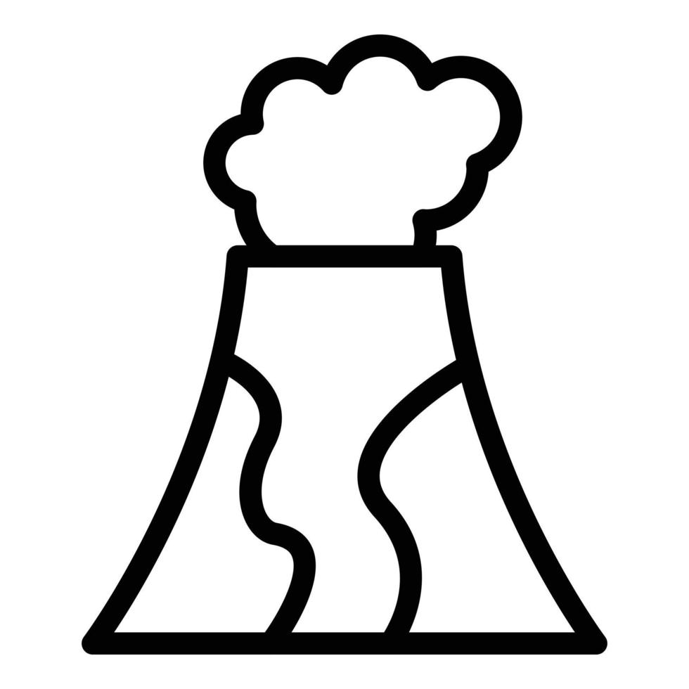 vecteur de contour d'icône de volcan d'éruption. feu de lave