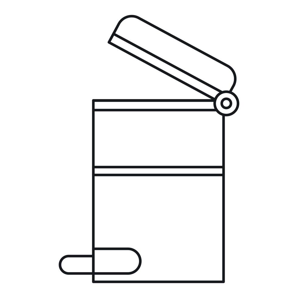 icône de poubelle en acier, style de contour vecteur