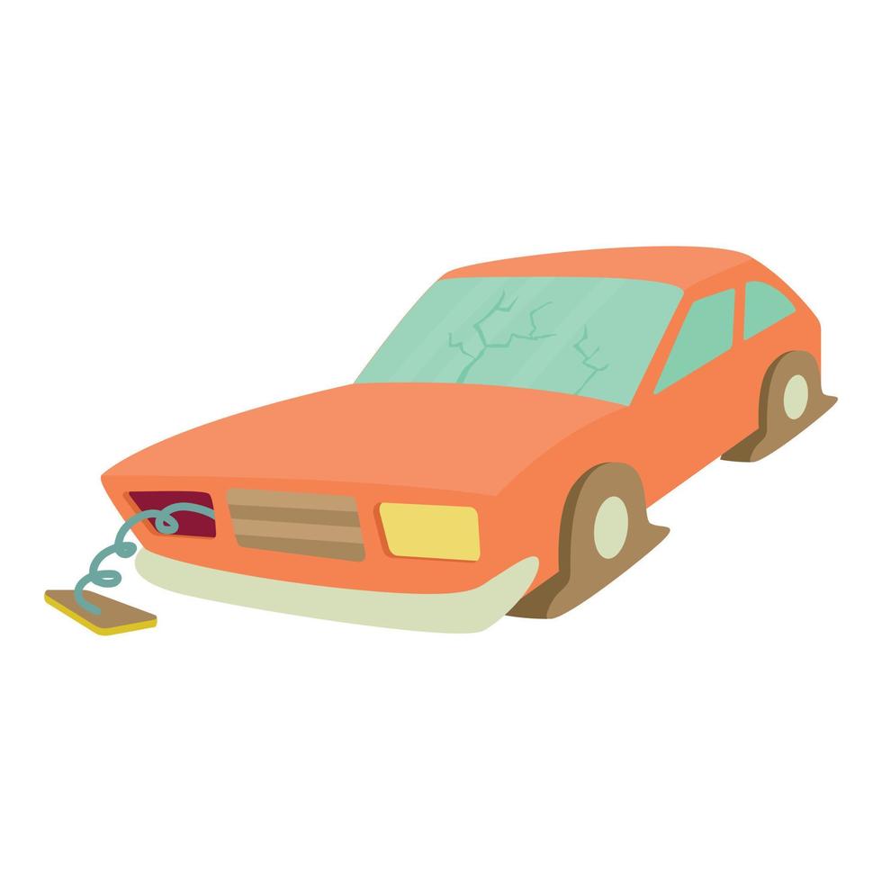 icône de voiture cassée, style cartoon vecteur