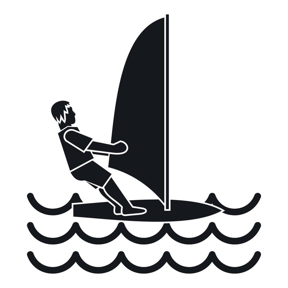 homme sur l'icône de la planche à voile, style simple vecteur