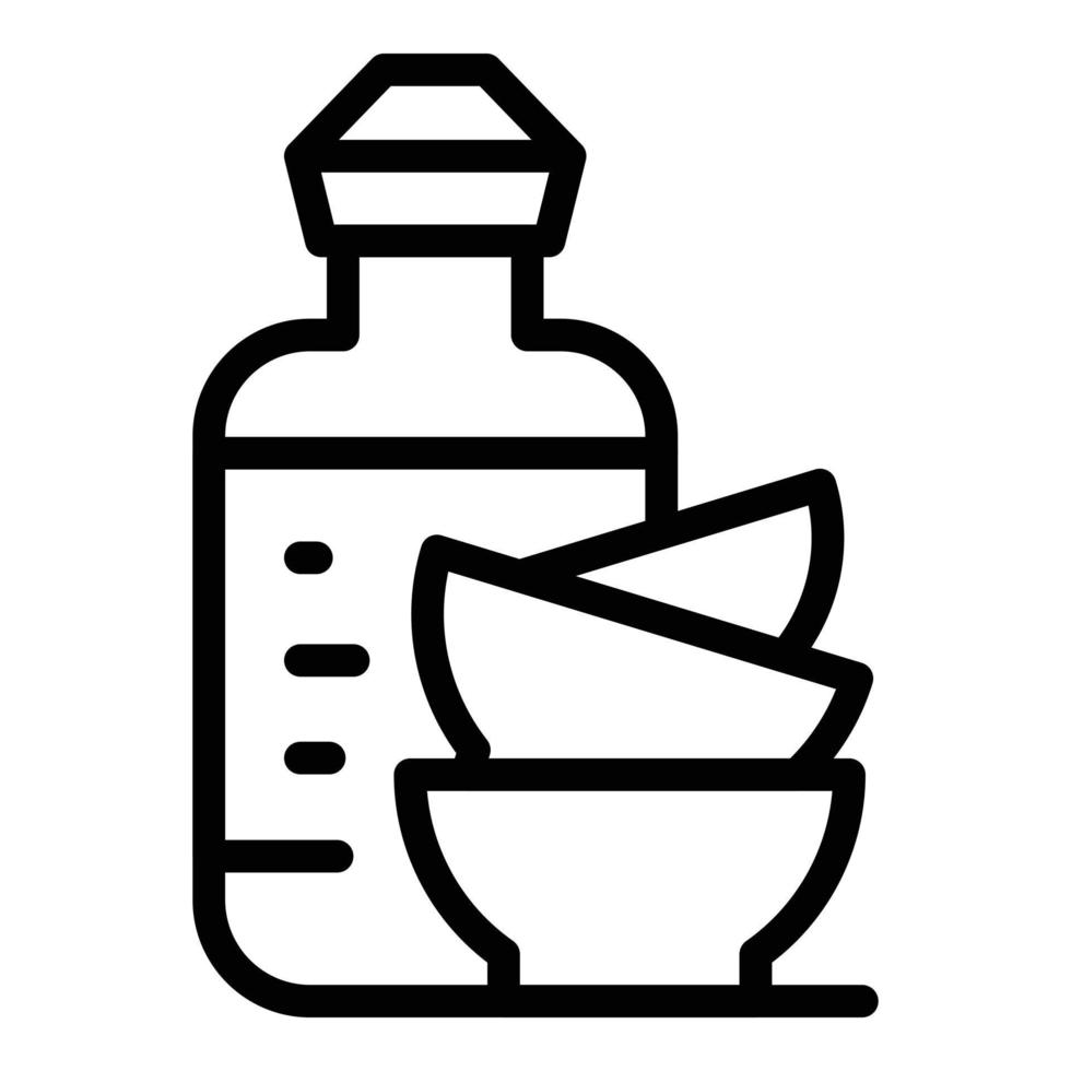 vecteur de contour d'icône de vaisselle de nettoyage. bouteille de liquide