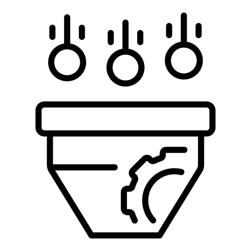 vecteur de contour d'icône d'entonnoir de flux de travail. projet de travail
