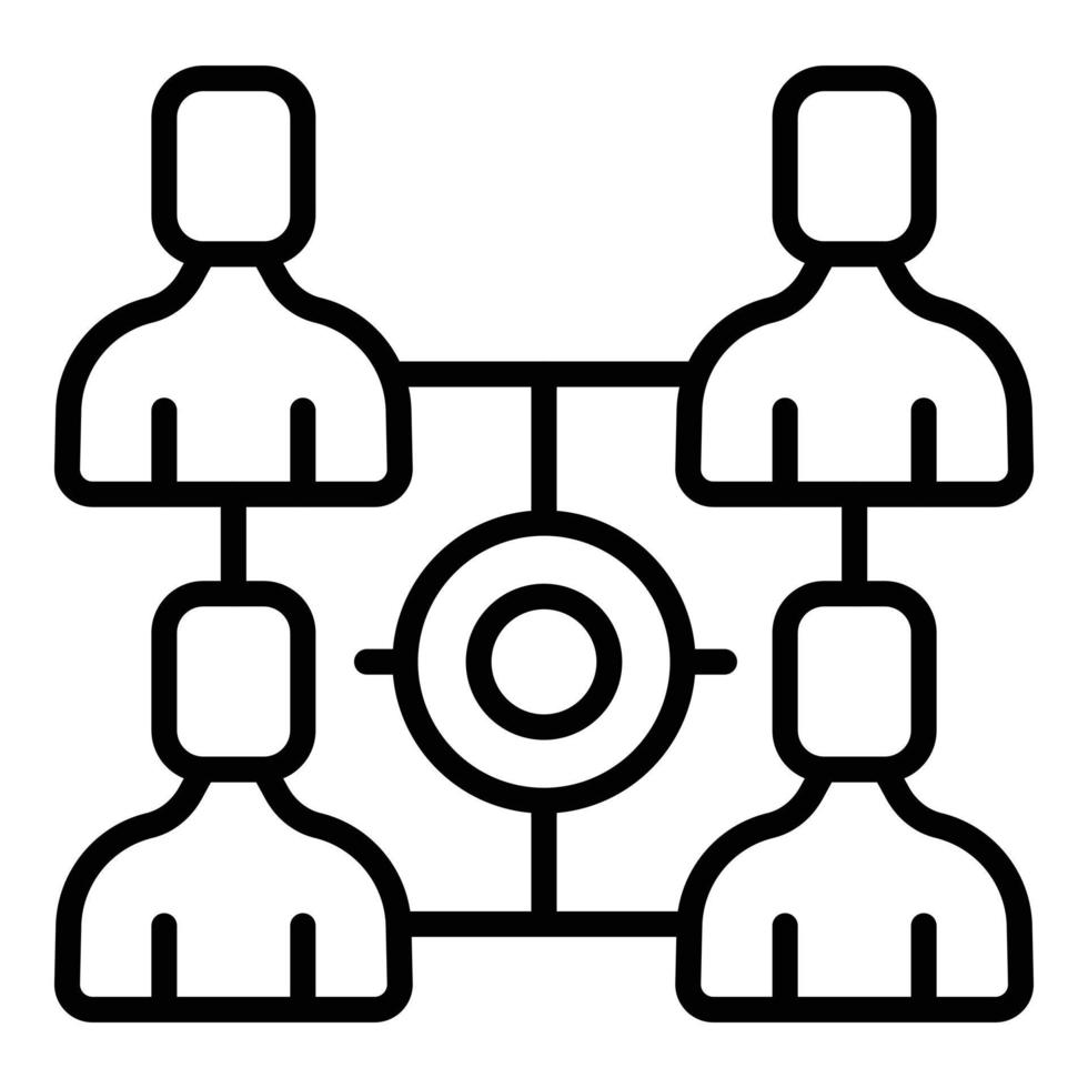 vecteur de contour d'icône de flux de travail d'équipe. processus de travail