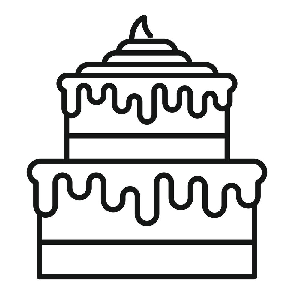 vecteur de contour d'icône de gâteau de boulangerie. crème sucrée