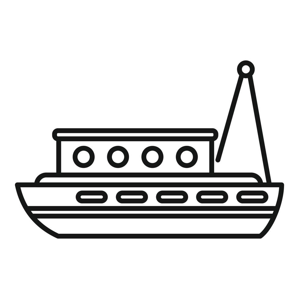 vecteur de contour d'icône de bateau de poisson de livraison. mer de pêche