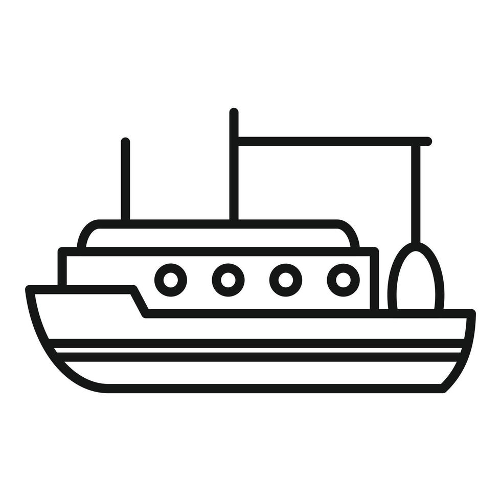 vecteur de contour d'icône de bateau chalutier. navire de mer