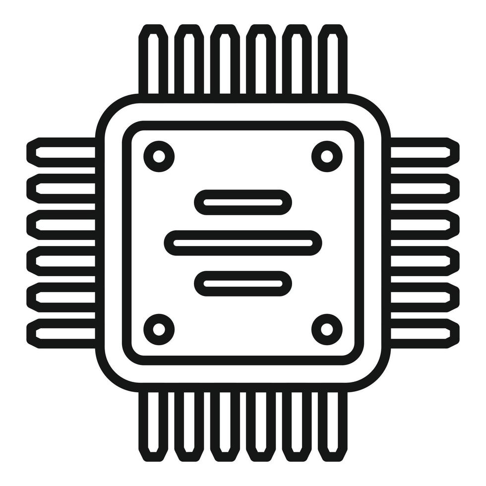 vecteur de contour d'icône de processeur d'ordinateur. puce électronique