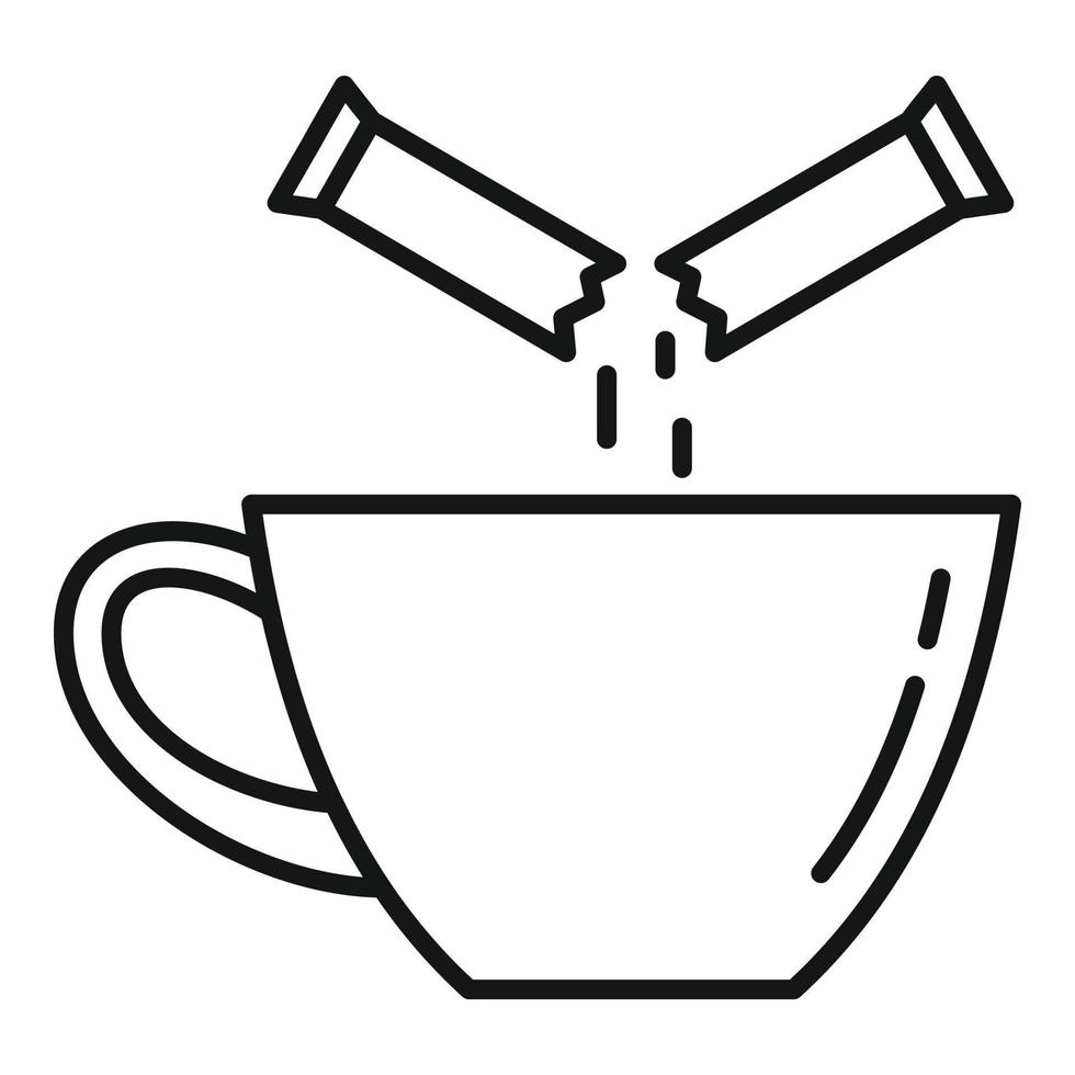 vecteur de contour d'icône de tasse de thé de sucre. boisson chaude