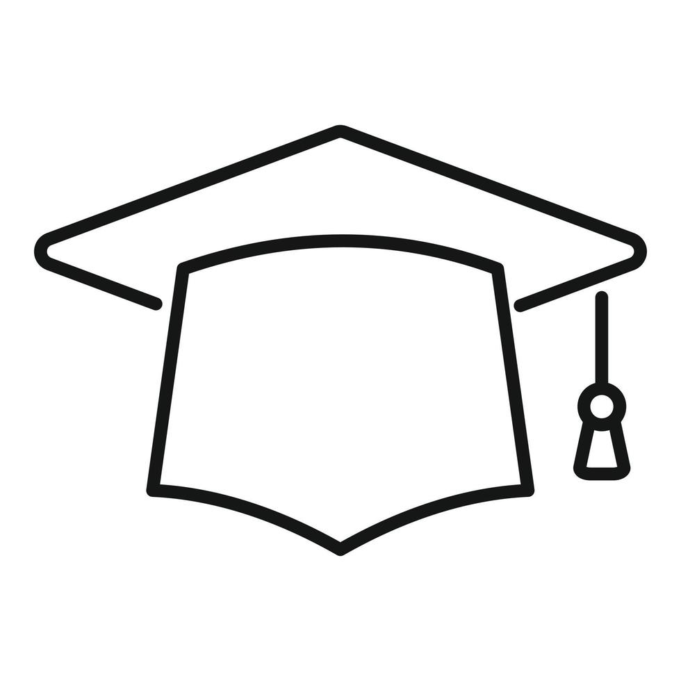 vecteur de contour d'icône de chapeau de graduation. examen d'étude