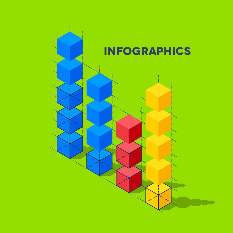 infographie à plat avec des cubes et des structures câblées vecteur