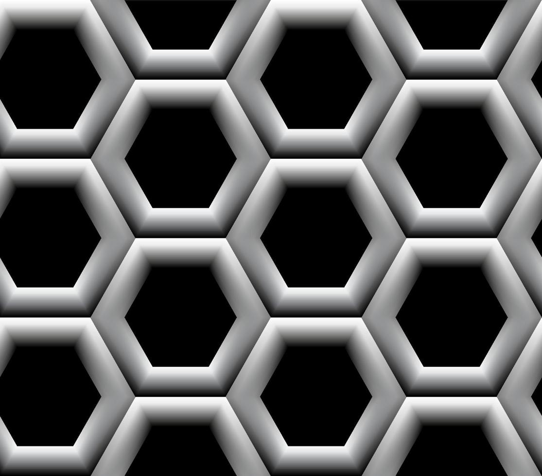 modèle sans couture avec des cellules hexagonales noires et blanches vecteur