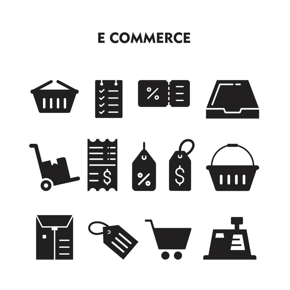 ensemble d'icônes de commerce électronique. vecteur de silhouette de symbole d'icône de commerce électronique