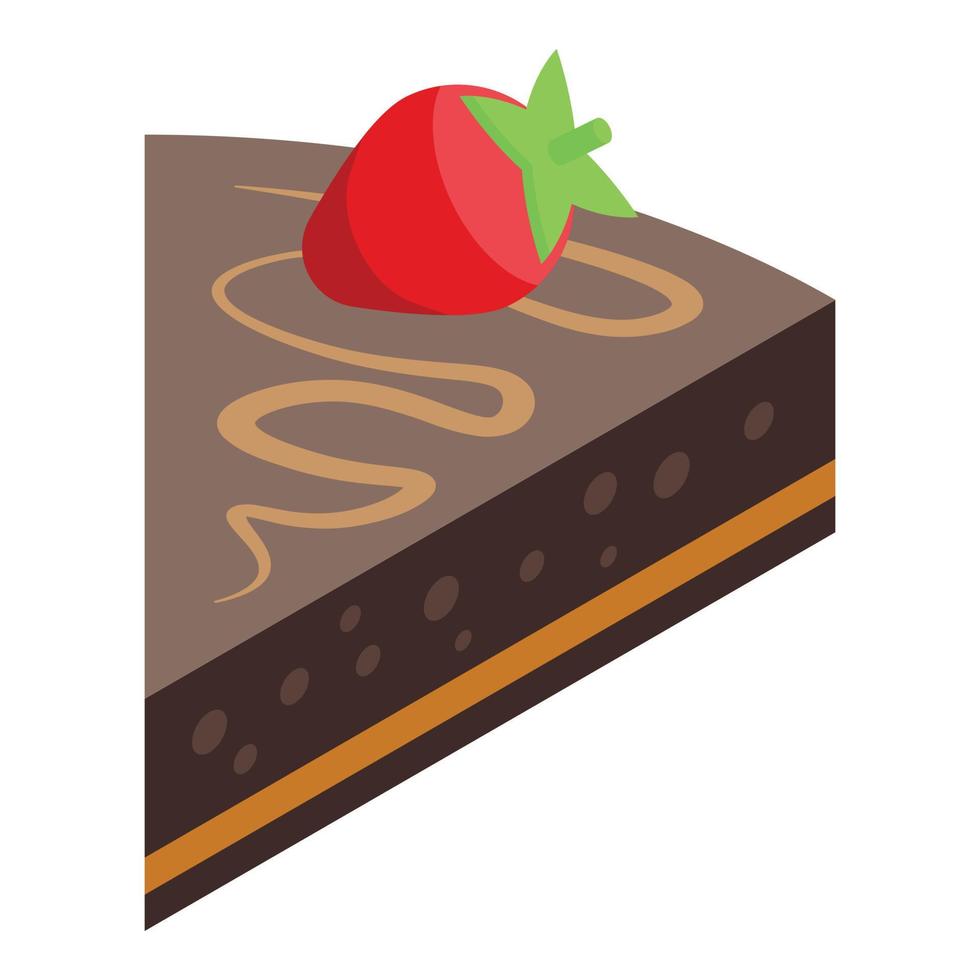 vecteur isométrique d'icône de gâteau de cacao aux fraises. fête du chocolat