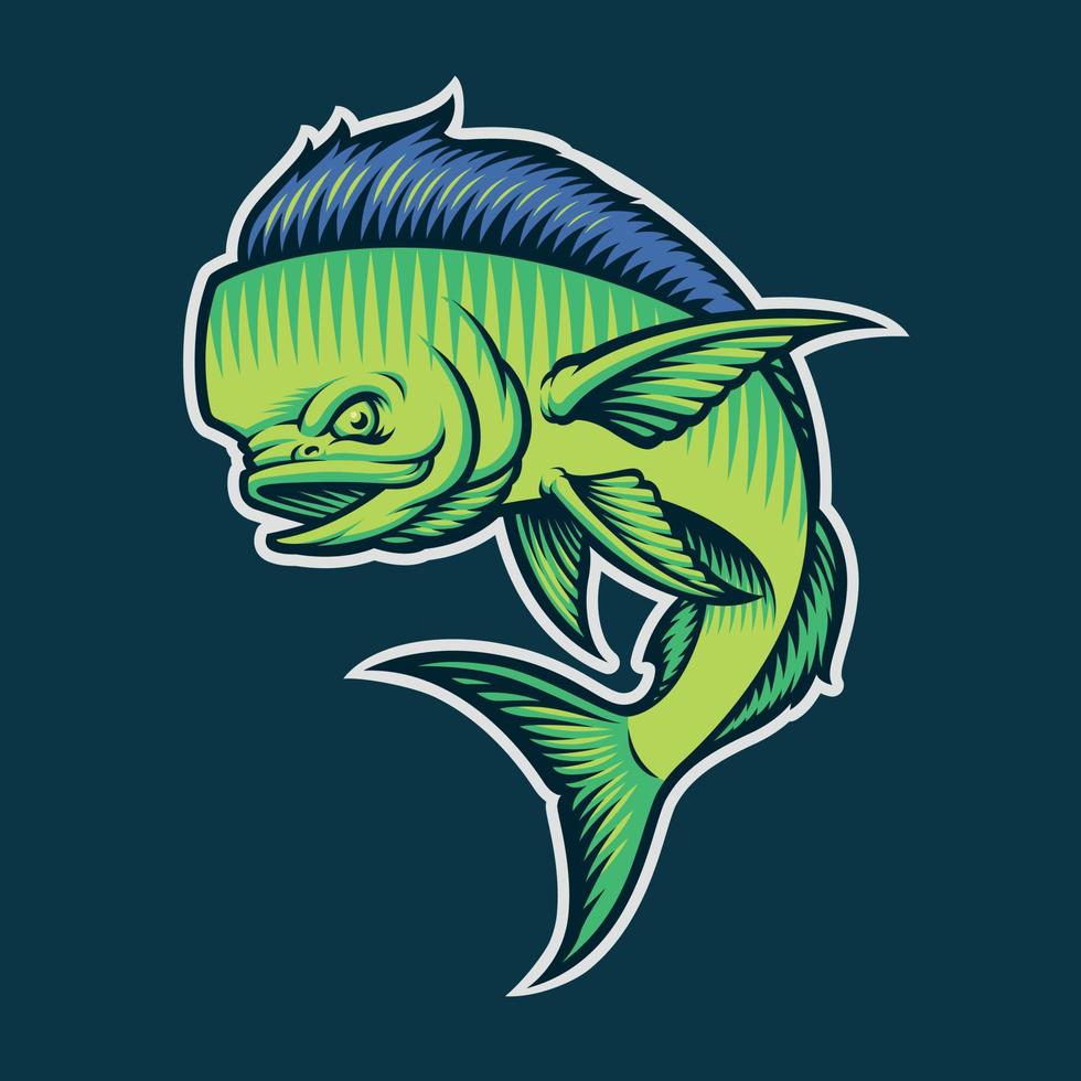 illustration vectorielle de couleur d'un poisson mahi mahi vecteur