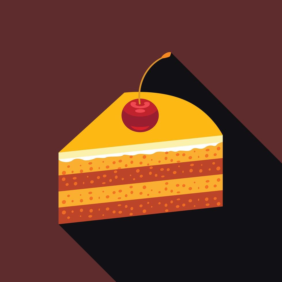 icône de morceau de gâteau, style plat vecteur