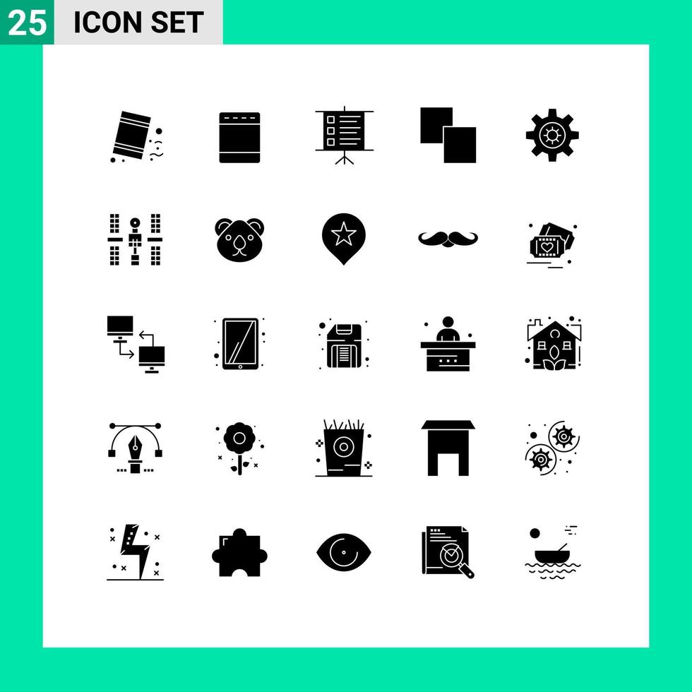 25 concept de glyphe solide pour les sites Web mobiles et les applications paramètres complexes copie d'équipement d'entreprise éléments de conception vectoriels modifiables vecteur
