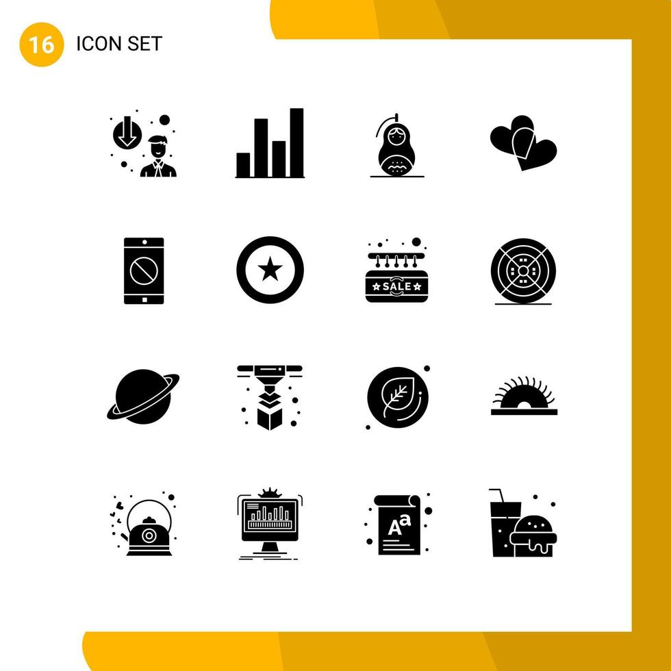 16 icônes créatives signes et symboles modernes de l'application mobile désactivée grenade amour favoris éléments de conception vectoriels modifiables vecteur