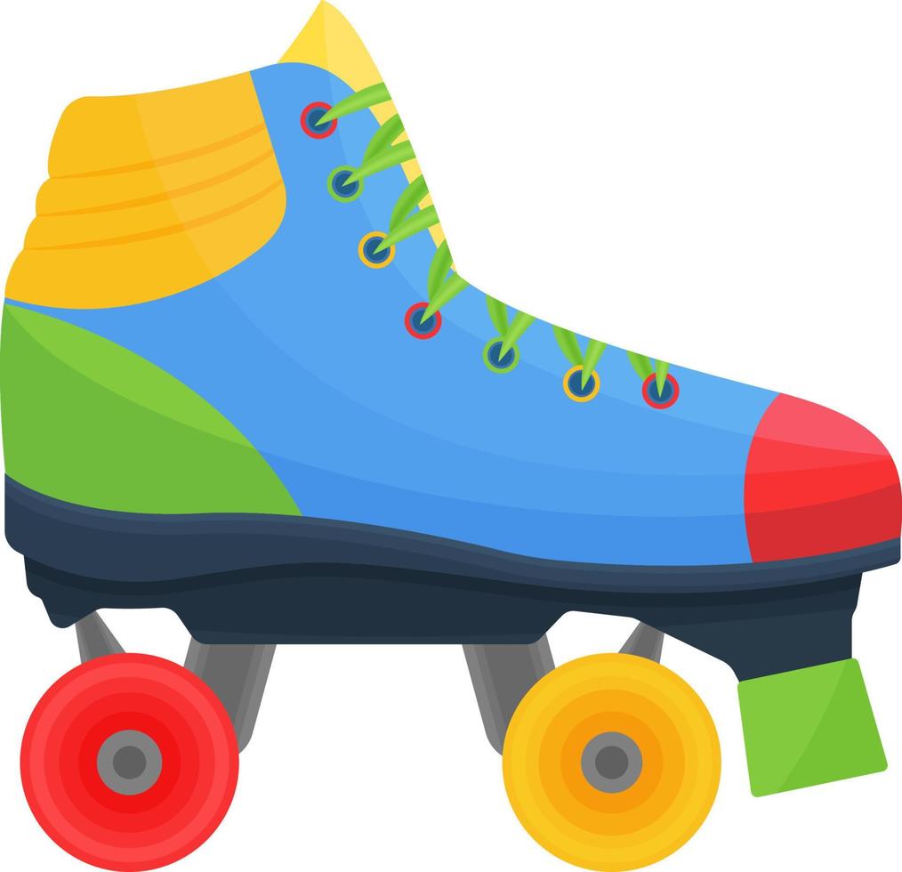 patins à roulettes multicolores brillants dans les couleurs rouge, bleu, orange et vert, pour marcher et faire du sport. illustration vectorielle isolée sur fond blanc. vecteur