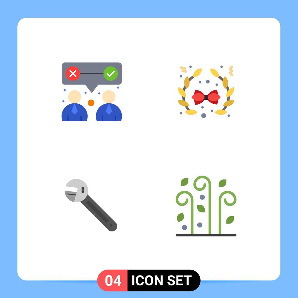 4 icônes créatives signes et symboles modernes de l'outil d'entreprise travail d'équipe outil de décoration éléments de conception vectoriels modifiables vecteur