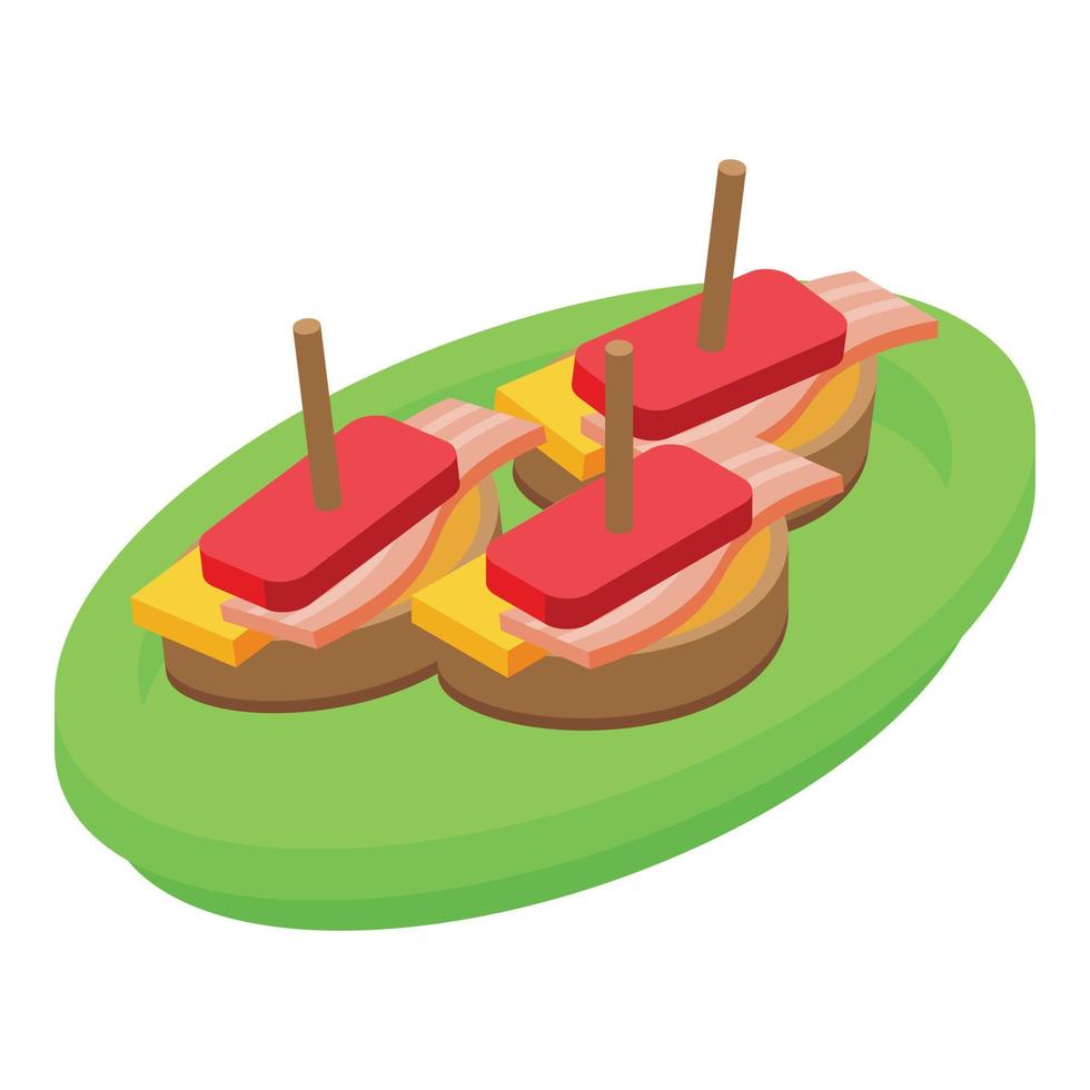 vecteur isométrique d'icône de turron sandwich. nourriture espagnole