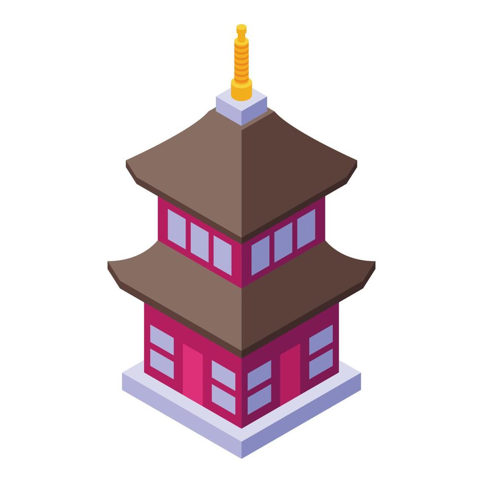 vecteur isométrique d'icône de pagode ancienne. bâtiment asiatique